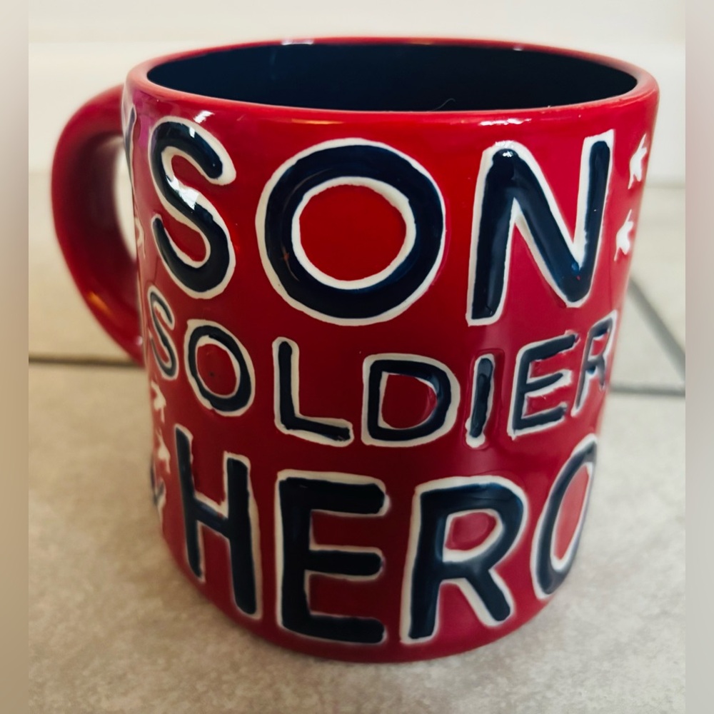 Red Ceramic 'My Son My Soldier My Hero' Coffee Mug